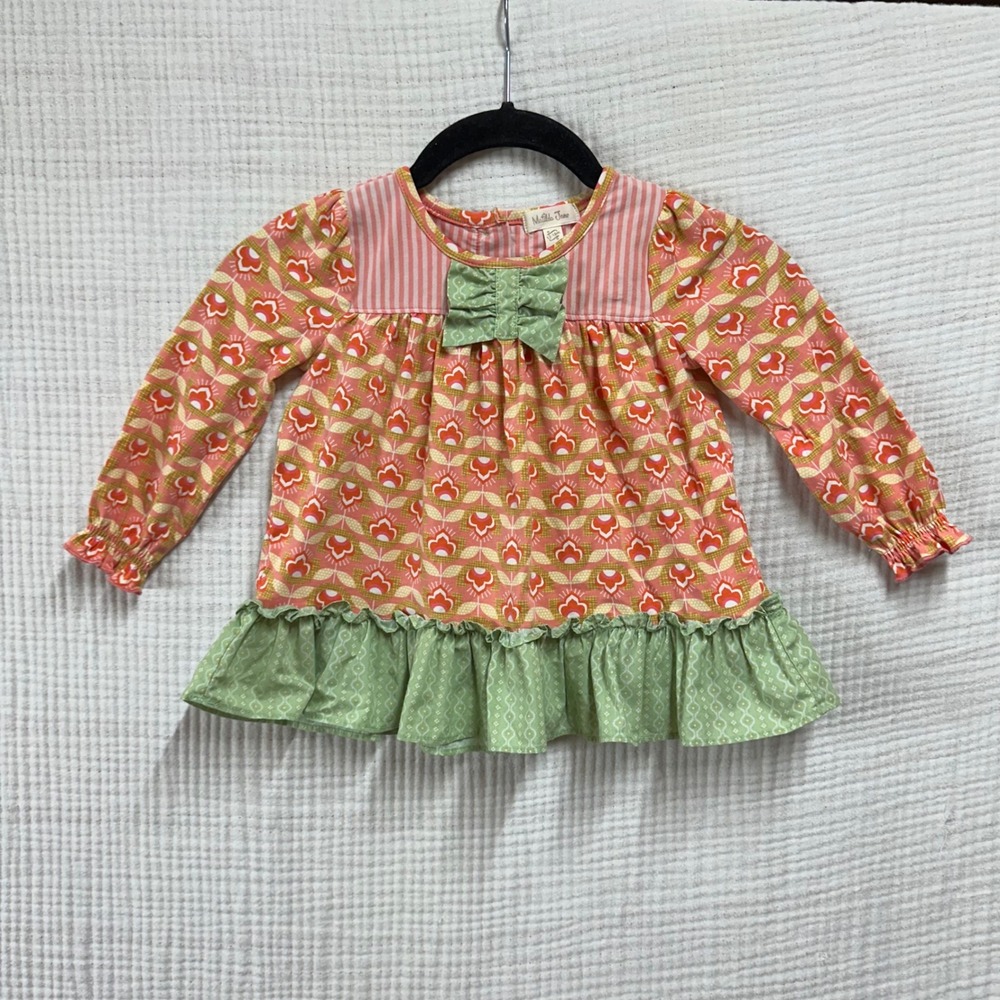 Matilda Jane Ashley Tunic Top pink and orange floral pattern Sz 12-18 M